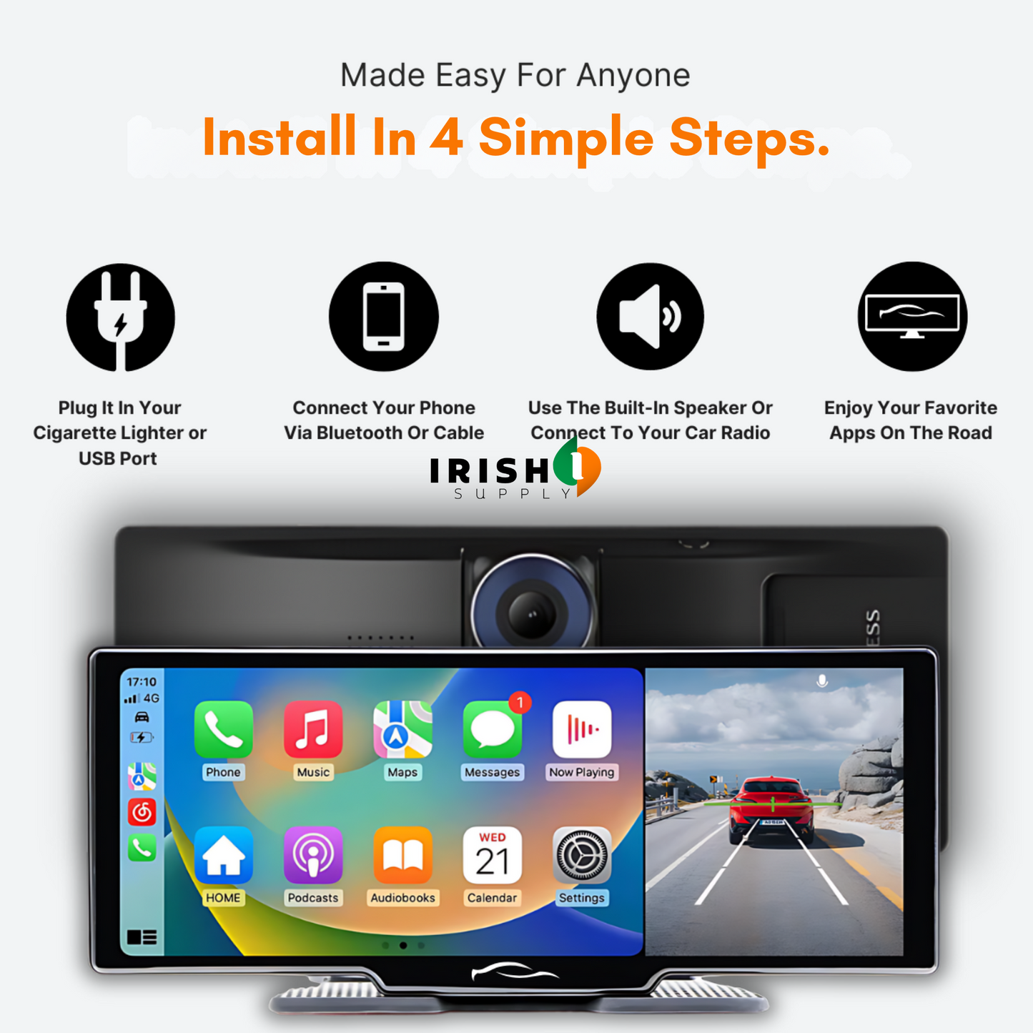 VISIONARY 10.26 Inch Car DVR Carplay Android Auto Dashcam