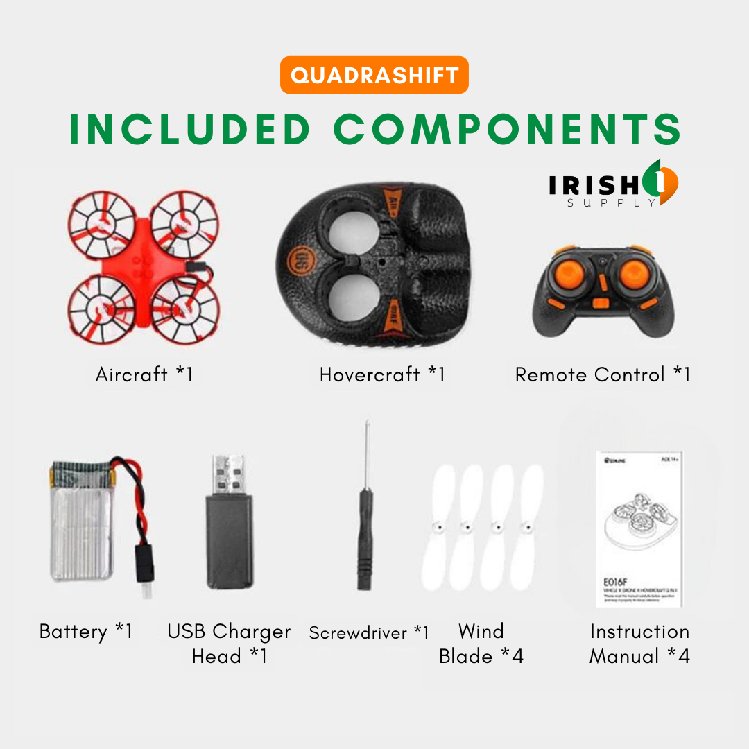 Irish Supply, QUADRASHIFT, 3 in 1  Remote Controlled Hovercraft