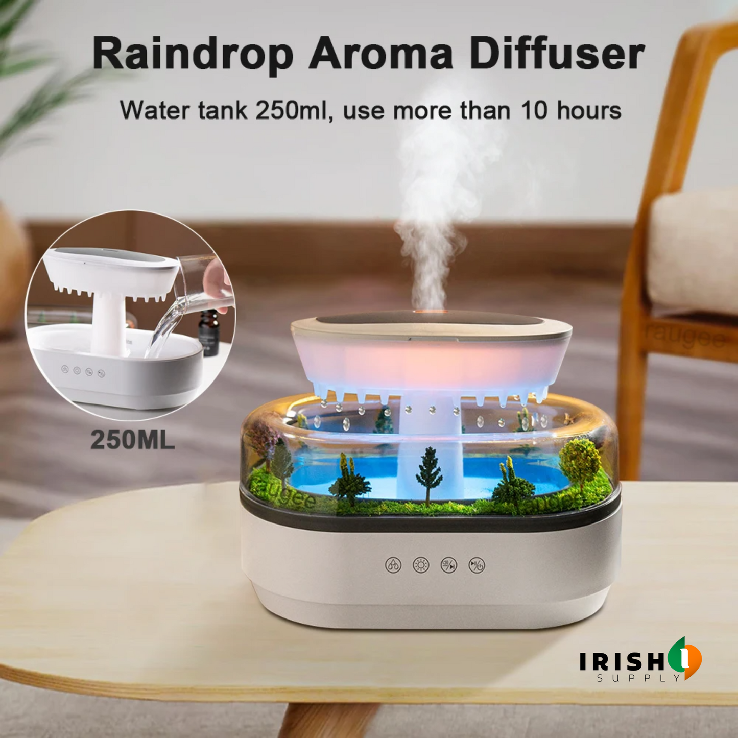 HARMONIA Raindrop Air Humidifier with Colorful Lights & White Noise