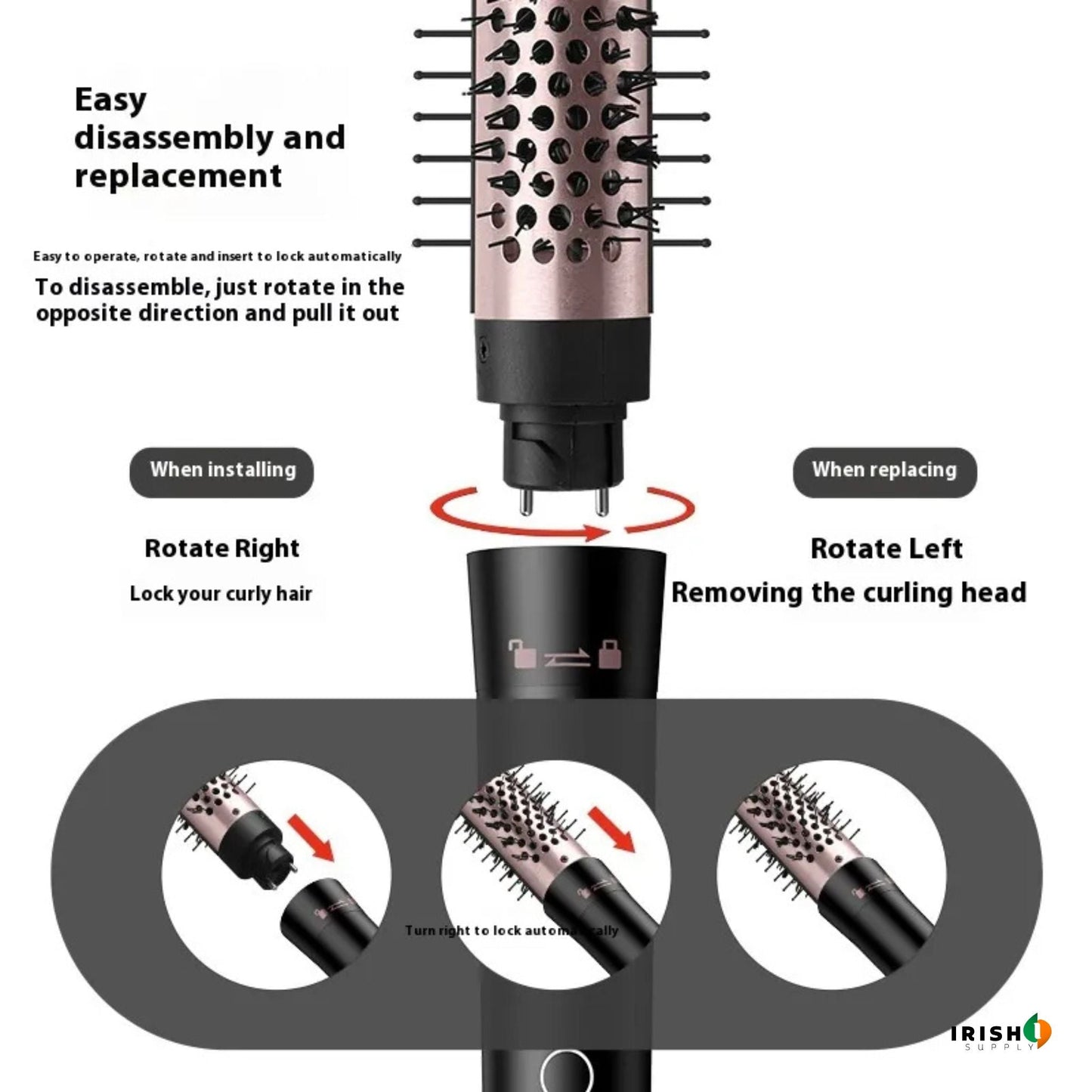 GLIDECURL Rotating Hair Curler with Interchangeable Barrels