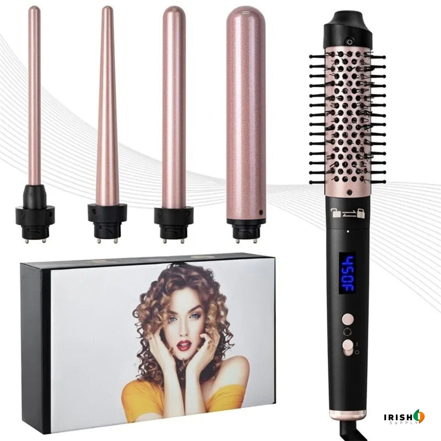 GLIDECURL Rotating Hair Curler with Interchangeable Barrels