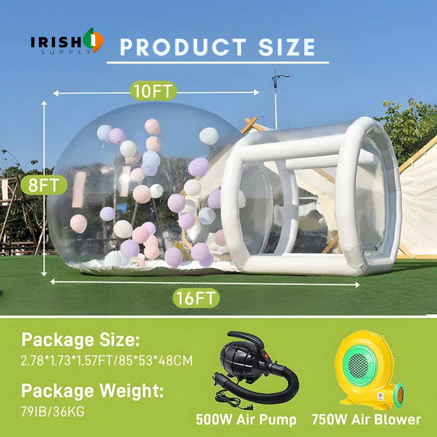 LUMIDOME 3M/10ft Inflatable Bubble Balloon House Castle