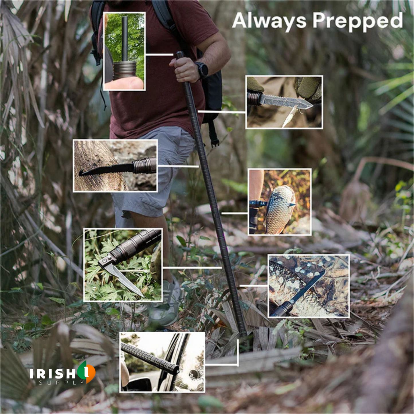 EVERSTRONG  Multifunctional Survival Tools Walking Stick